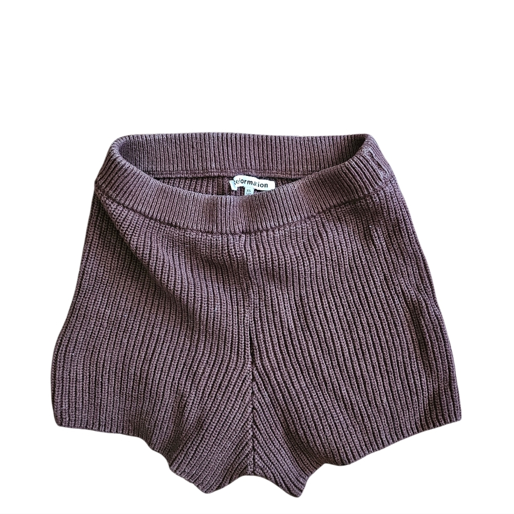 Reformation High Waist Knit Shorts Chocolate Brown